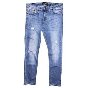 Royal Blue Ripped Super Skinny High-Rise Jeans Men's 34X30